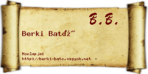Berki Bató névjegykártya